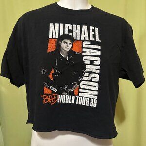 Michael Jackson BAD World Tour 98 Women's Black T Shirt Size Medium